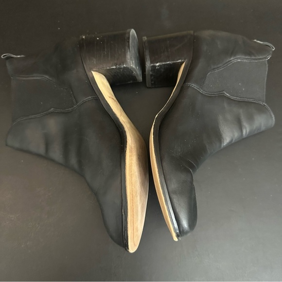 Sam Edelman Justin Black Leather Block Heeled Ankle Pull On Booties Boots 9.5 - Picture 8 of 11